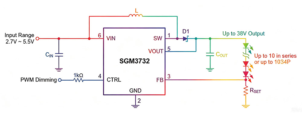 SGM3732YTN6G引脚定义与典型应用电路图